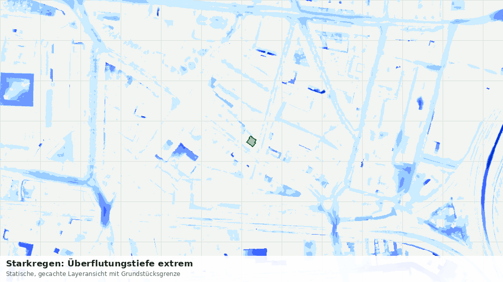 Statische Kartenansicht: Starkregen: Überflutungstiefe extrem