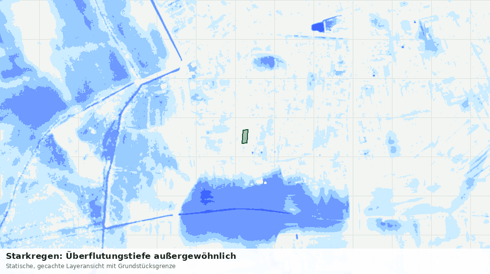 Statische Kartenansicht: Starkregen: Überflutungstiefe außergewöhnlich