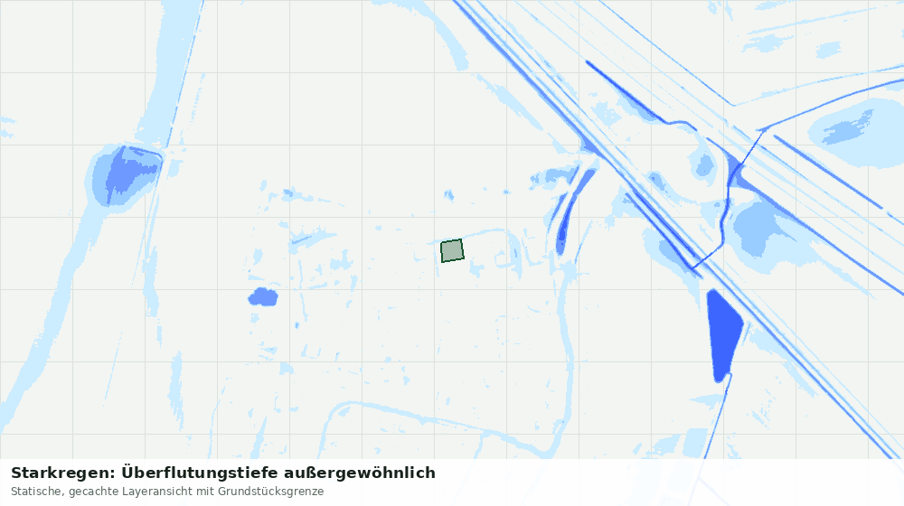 Statische Kartenansicht: Starkregen: Überflutungstiefe außergewöhnlich