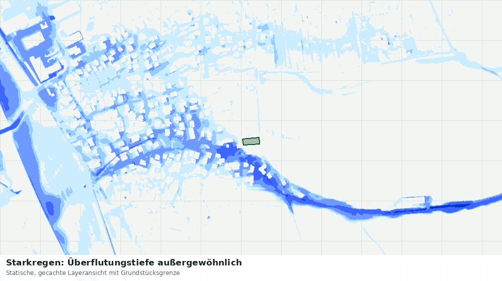 Statische Kartenansicht: Starkregen: Überflutungstiefe außergewöhnlich