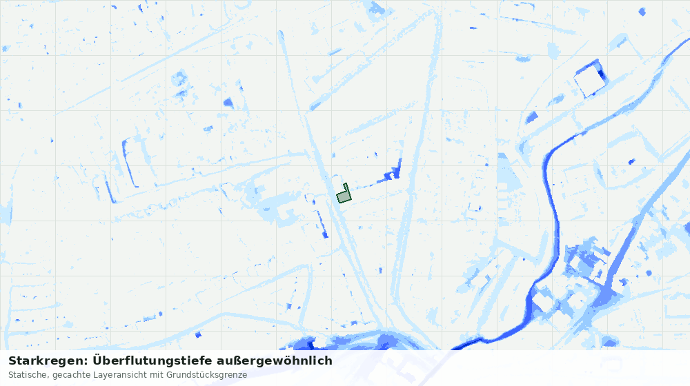 Statische Kartenansicht: Starkregen: Überflutungstiefe außergewöhnlich