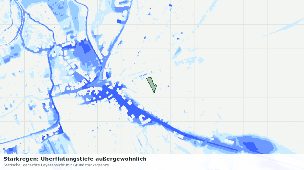 Statische Kartenansicht: Starkregen: Überflutungstiefe außergewöhnlich
