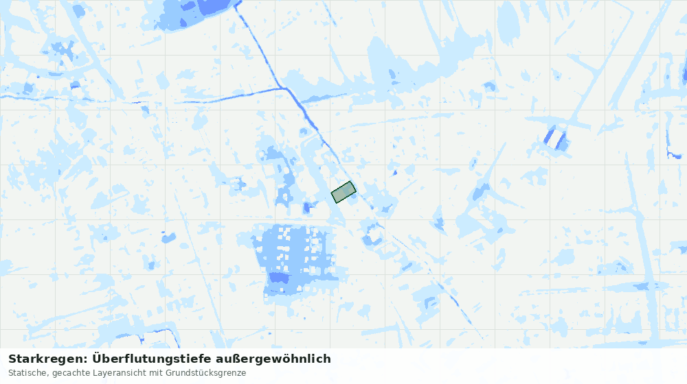 Statische Kartenansicht: Starkregen: Überflutungstiefe außergewöhnlich