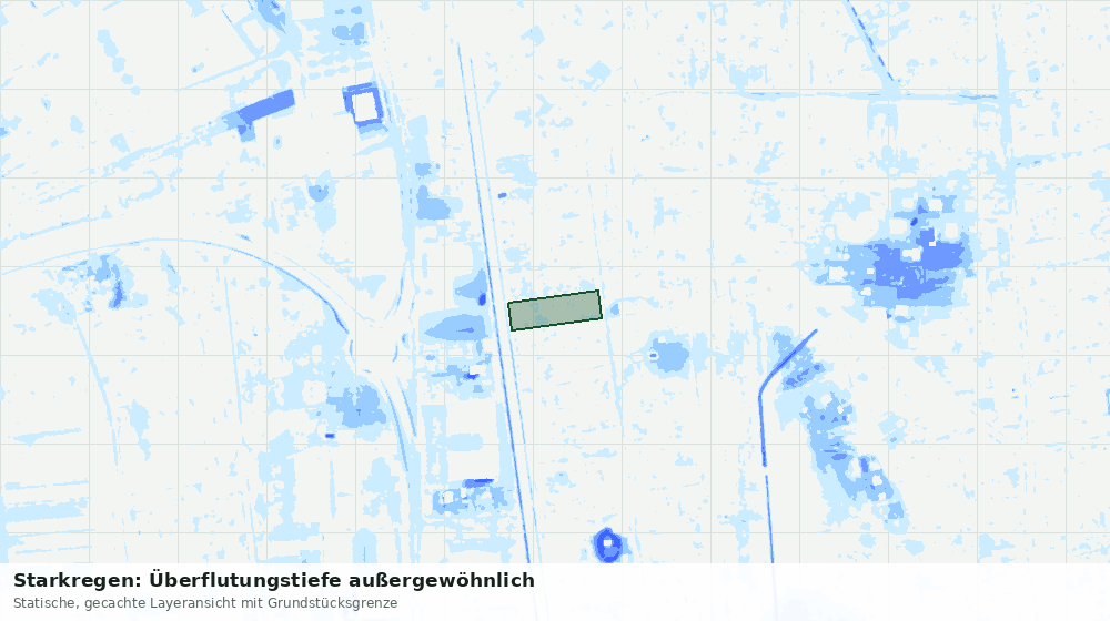 Statische Kartenansicht: Starkregen: Überflutungstiefe außergewöhnlich