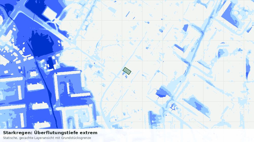 Statische Kartenansicht: Starkregen: Überflutungstiefe extrem
