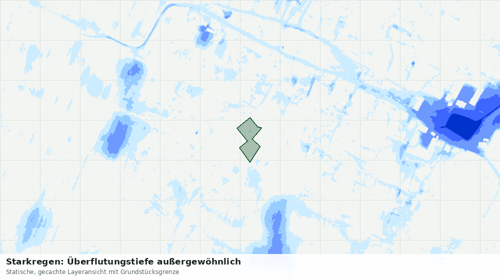 Statische Kartenansicht: Starkregen: Überflutungstiefe außergewöhnlich