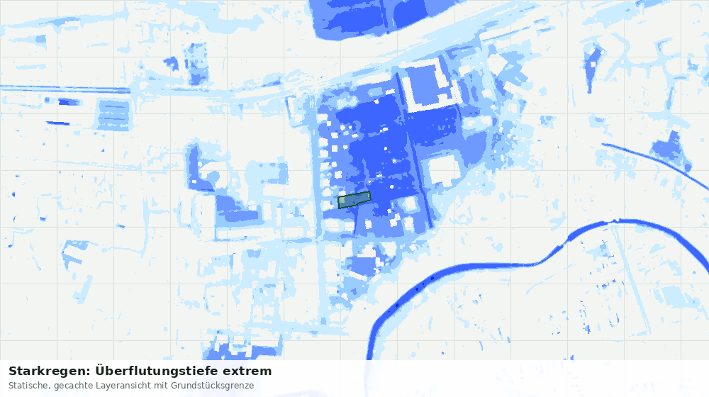 Statische Kartenansicht: Starkregen: Überflutungstiefe extrem