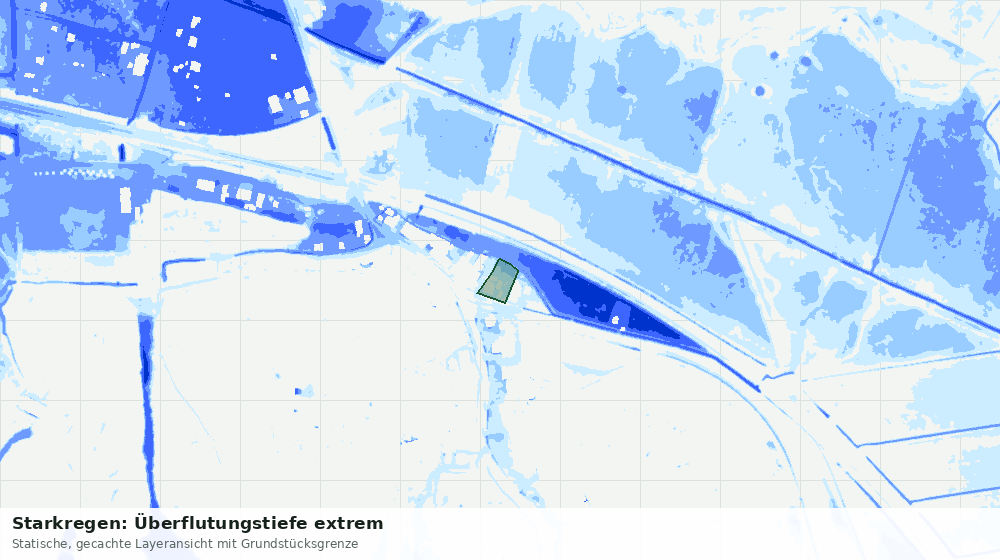 Statische Kartenansicht: Starkregen: Überflutungstiefe extrem
