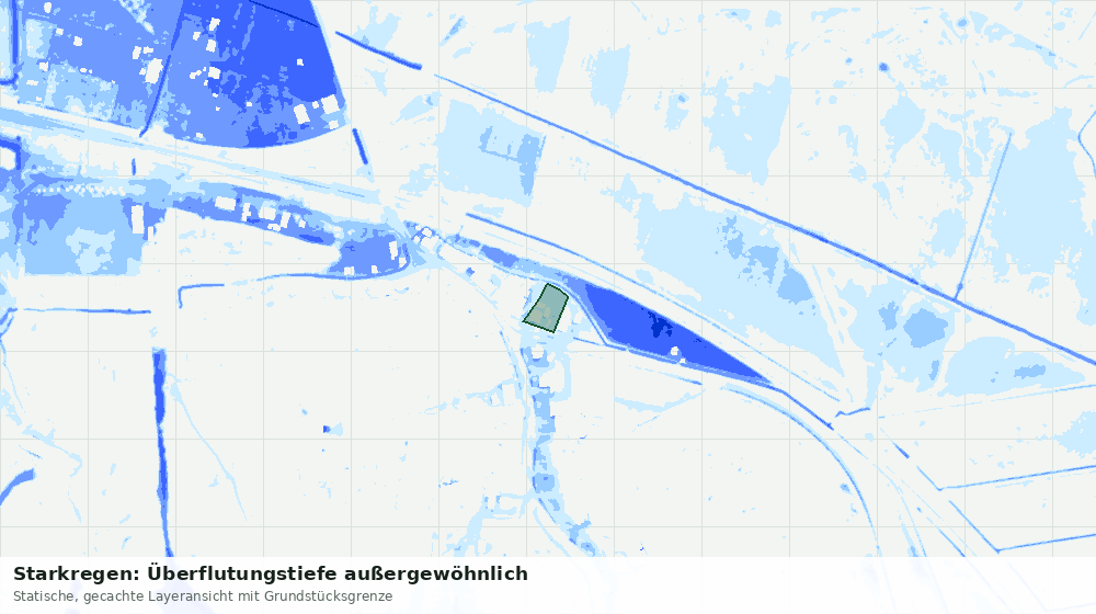 Statische Kartenansicht: Starkregen: Überflutungstiefe außergewöhnlich