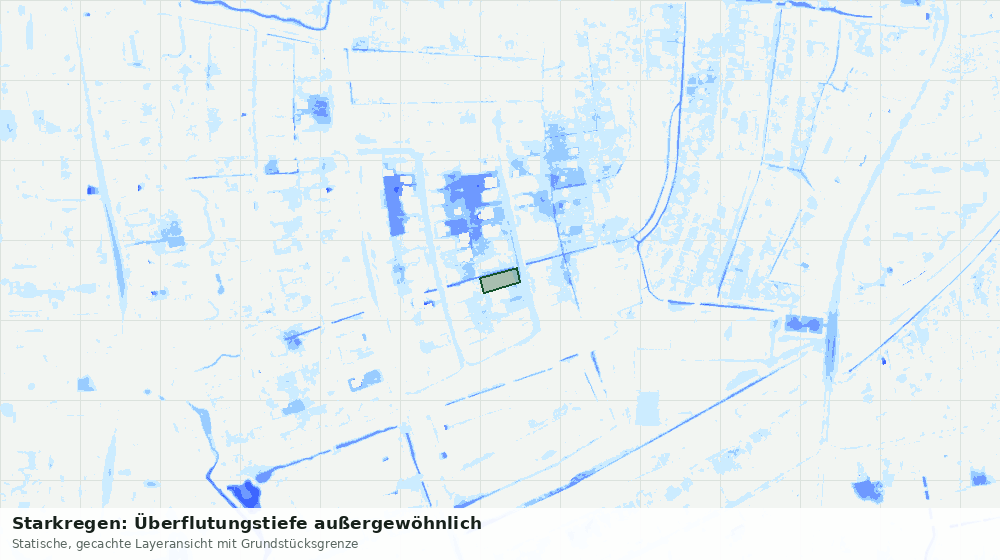 Statische Kartenansicht: Starkregen: Überflutungstiefe außergewöhnlich