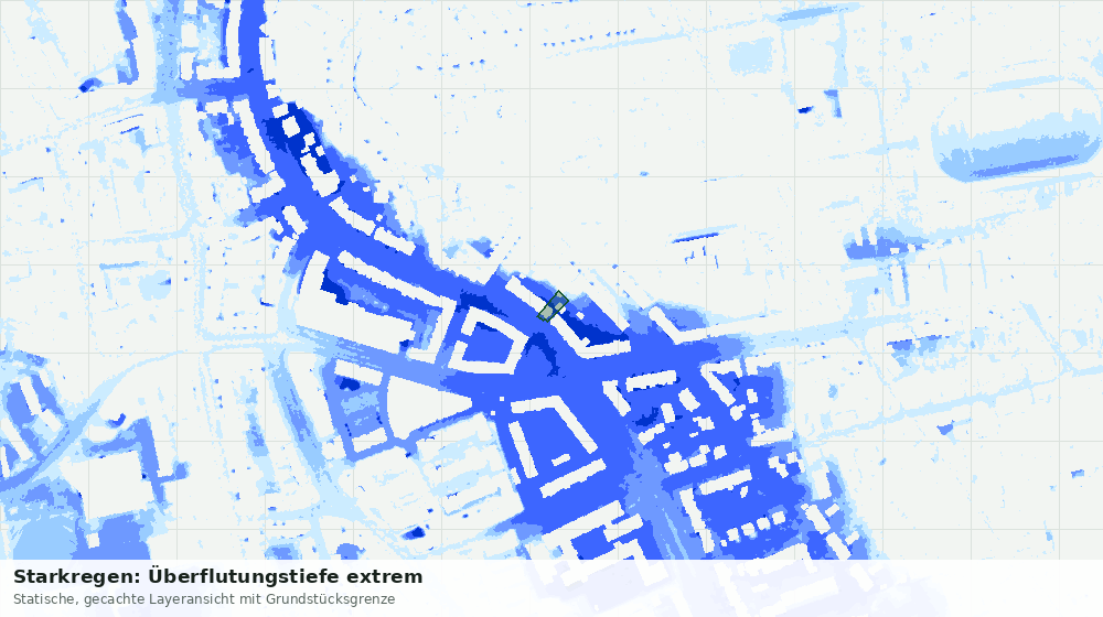 Statische Kartenansicht: Starkregen: Überflutungstiefe extrem