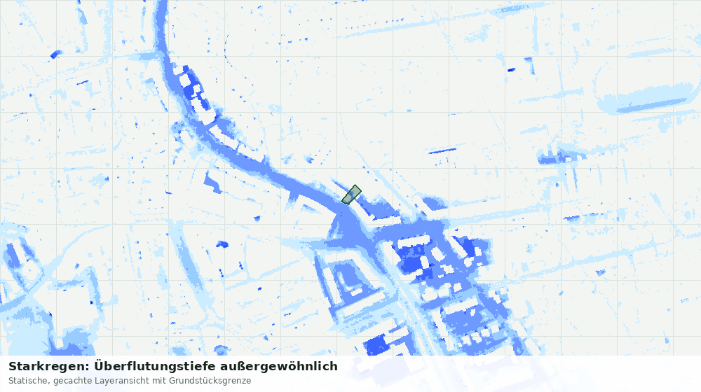 Statische Kartenansicht: Starkregen: Überflutungstiefe außergewöhnlich