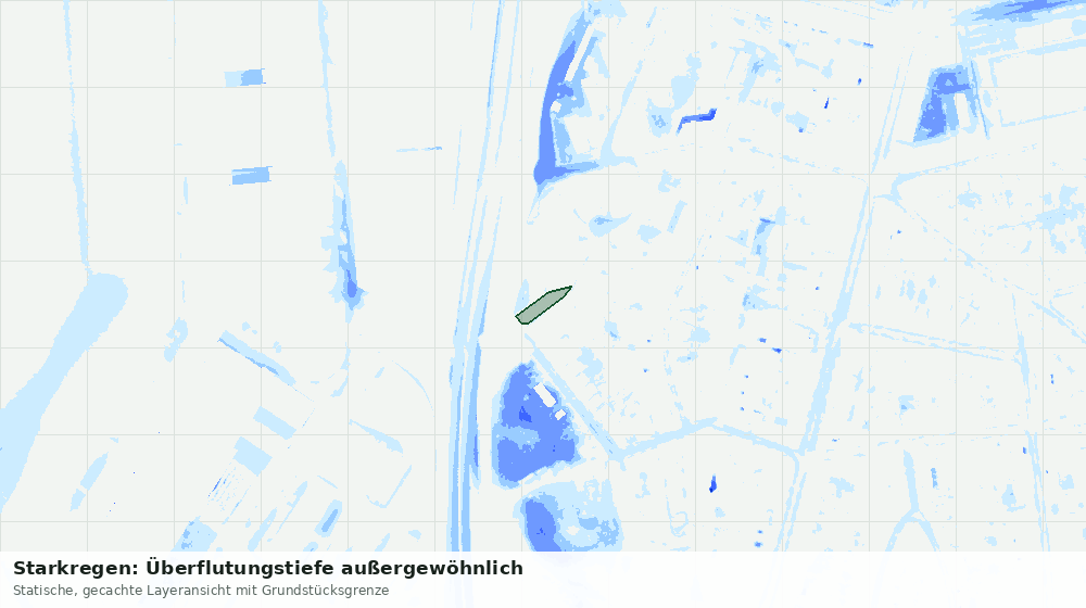 Statische Kartenansicht: Starkregen: Überflutungstiefe außergewöhnlich
