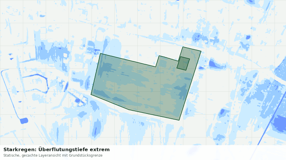 Statische Kartenansicht: Starkregen: Überflutungstiefe extrem