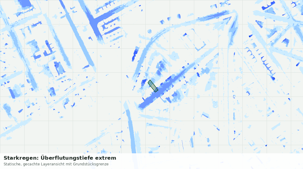 Statische Kartenansicht: Starkregen: Überflutungstiefe extrem