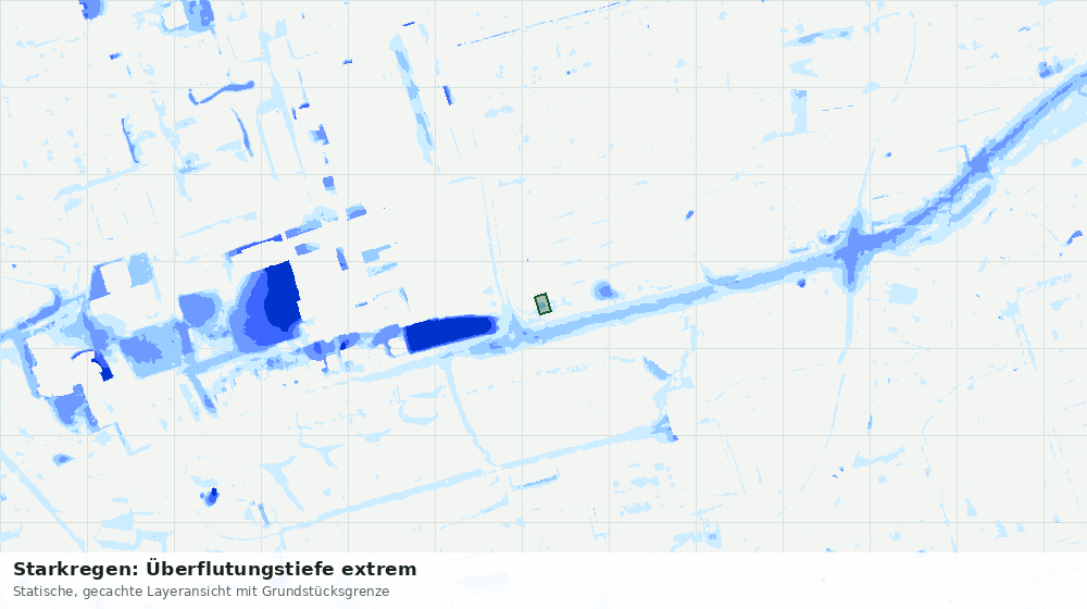 Statische Kartenansicht: Starkregen: Überflutungstiefe extrem