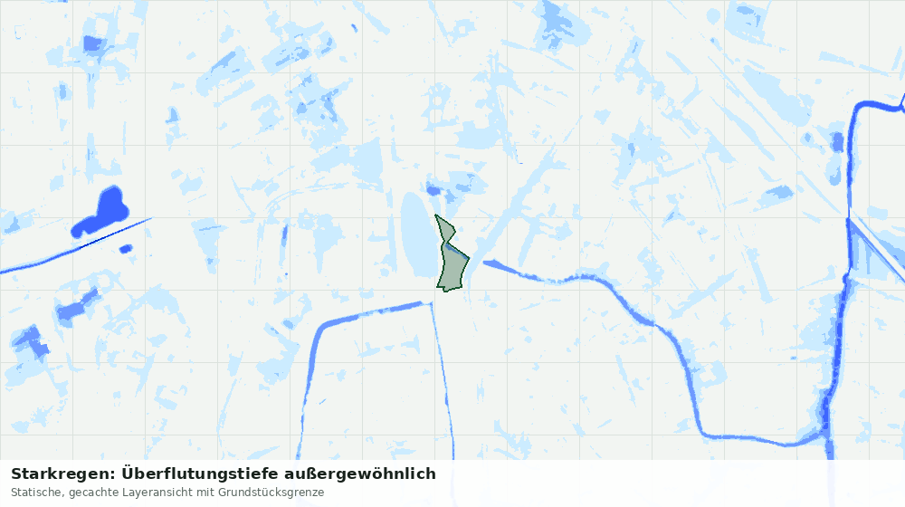 Statische Kartenansicht: Starkregen: Überflutungstiefe außergewöhnlich