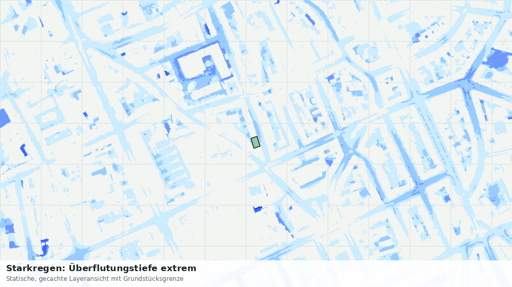 Statische Kartenansicht: Starkregen: Überflutungstiefe extrem