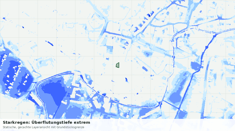 Statische Kartenansicht: Starkregen: Überflutungstiefe extrem