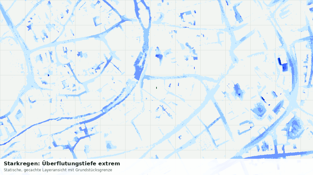 Statische Kartenansicht: Starkregen: Überflutungstiefe extrem