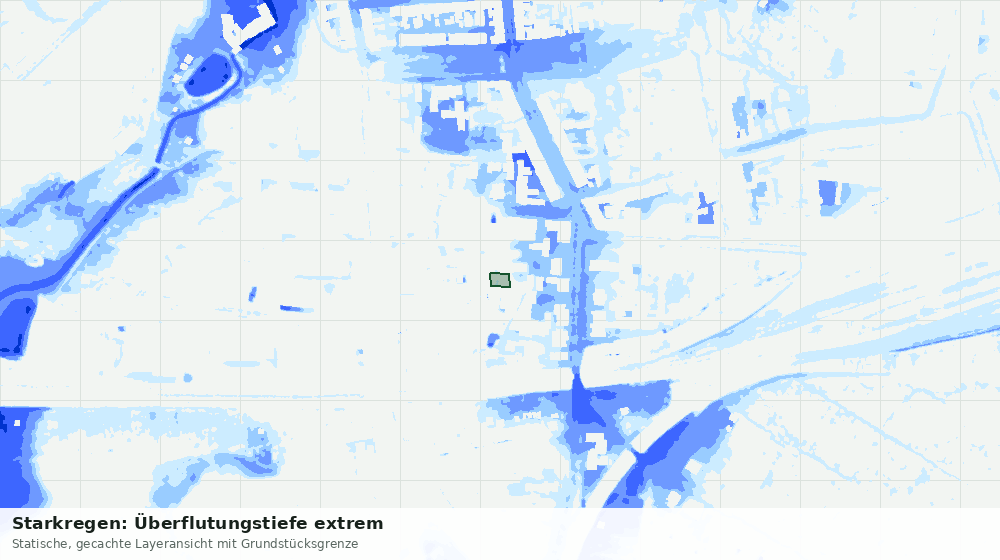 Statische Kartenansicht: Starkregen: Überflutungstiefe extrem