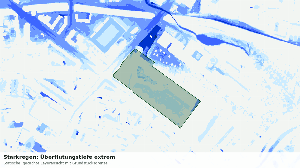 Statische Kartenansicht: Starkregen: Überflutungstiefe extrem