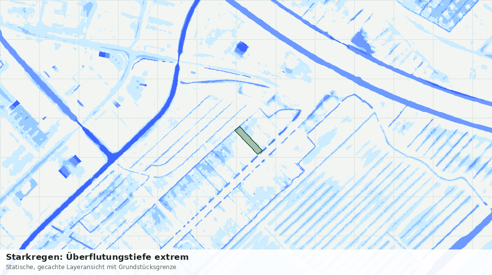 Statische Kartenansicht: Starkregen: Überflutungstiefe extrem