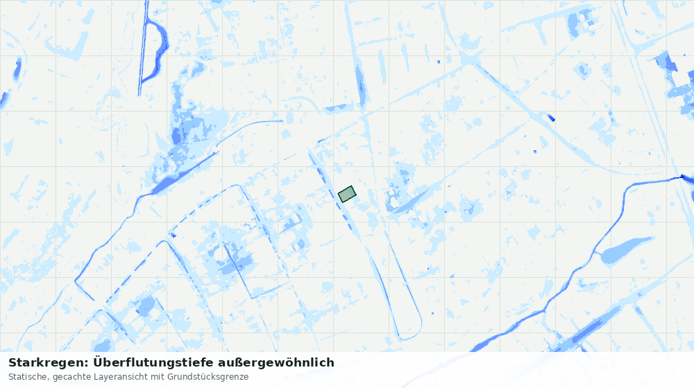 Statische Kartenansicht: Starkregen: Überflutungstiefe außergewöhnlich