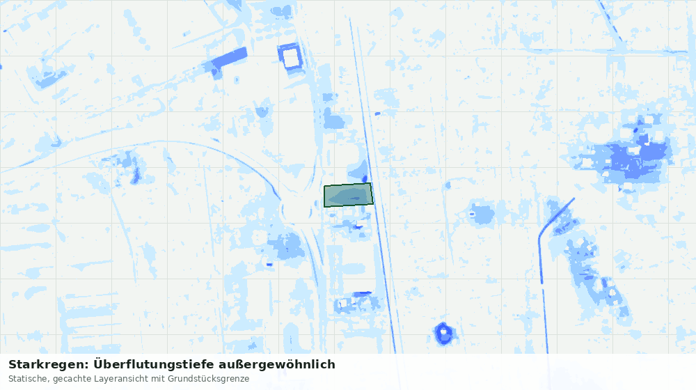 Statische Kartenansicht: Starkregen: Überflutungstiefe außergewöhnlich