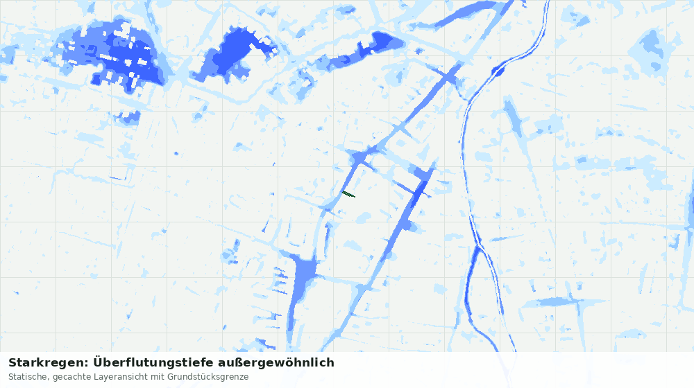 Statische Kartenansicht: Starkregen: Überflutungstiefe außergewöhnlich