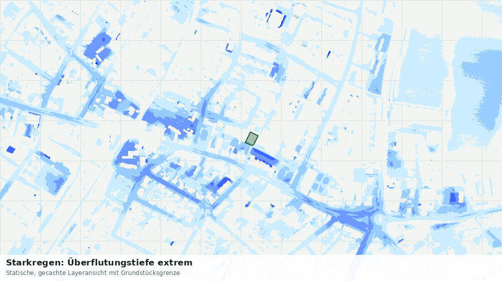 Statische Kartenansicht: Starkregen: Überflutungstiefe extrem