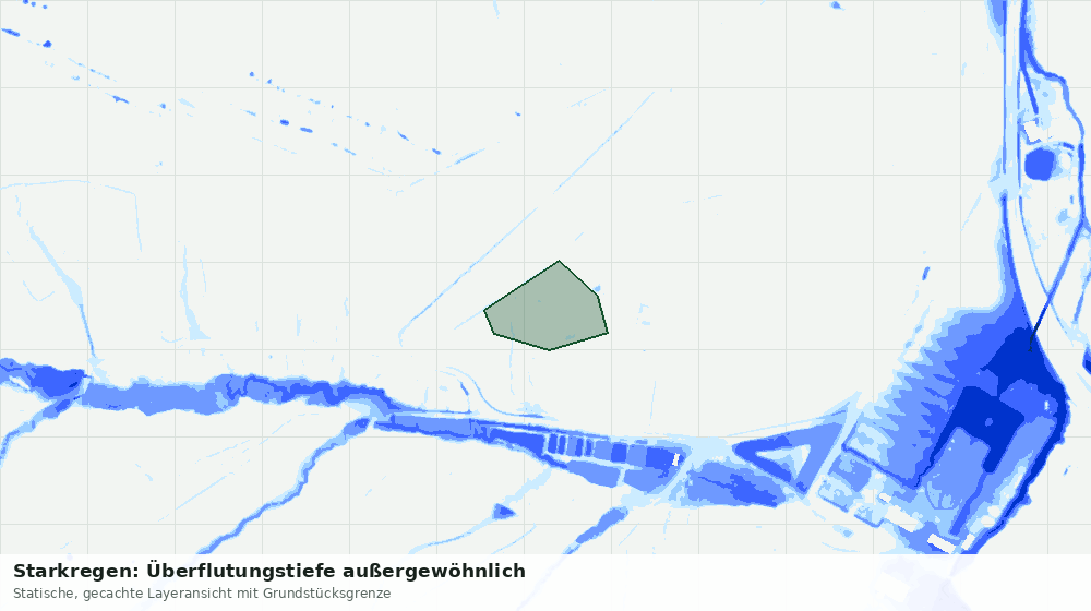 Statische Kartenansicht: Starkregen: Überflutungstiefe außergewöhnlich