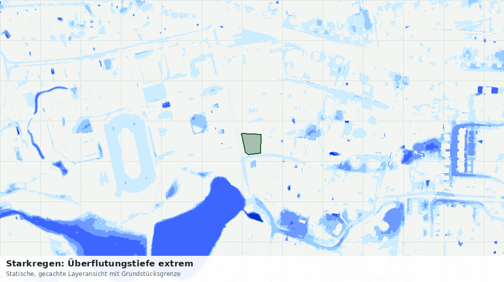 Statische Kartenansicht: Starkregen: Überflutungstiefe extrem