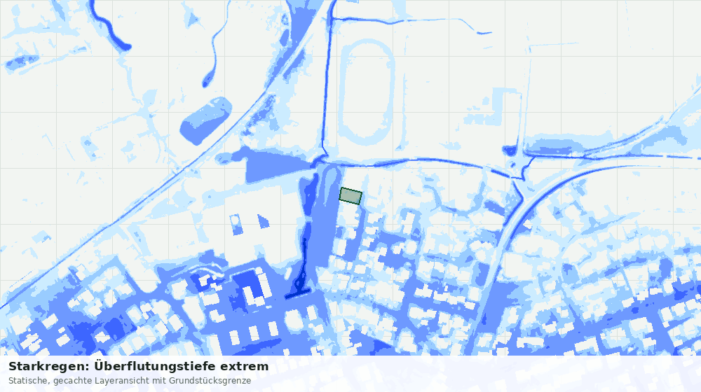 Statische Kartenansicht: Starkregen: Überflutungstiefe extrem