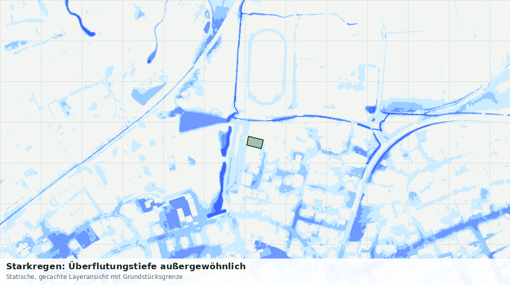 Statische Kartenansicht: Starkregen: Überflutungstiefe außergewöhnlich