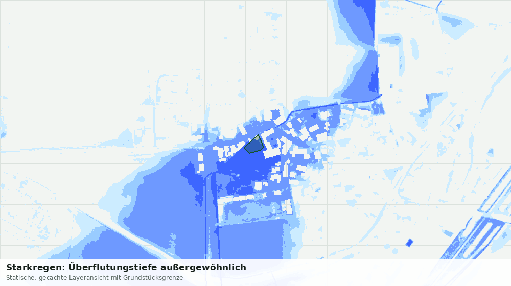 Statische Kartenansicht: Starkregen: Überflutungstiefe außergewöhnlich