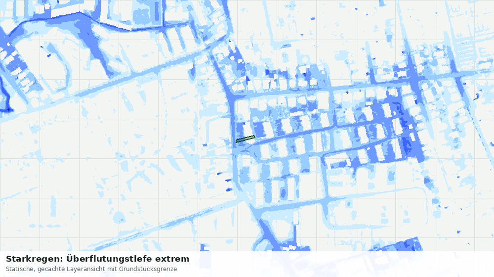 Statische Kartenansicht: Starkregen: Überflutungstiefe extrem