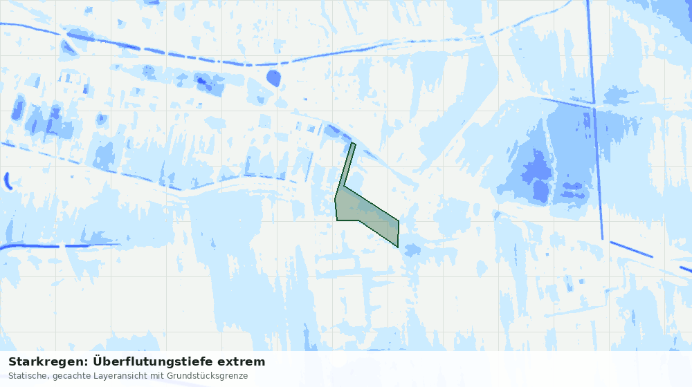 Statische Kartenansicht: Starkregen: Überflutungstiefe extrem