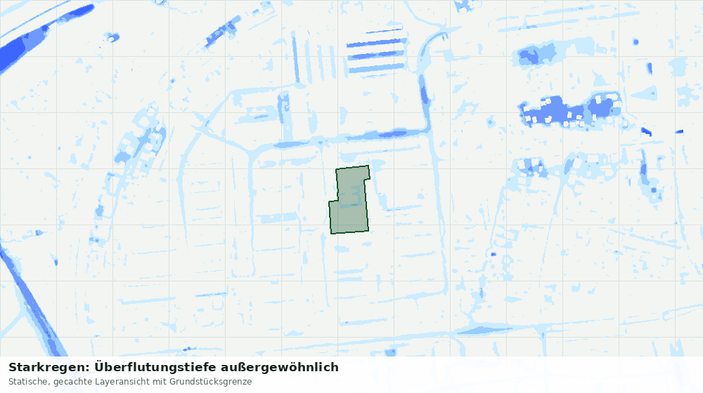 Statische Kartenansicht: Starkregen: Überflutungstiefe außergewöhnlich