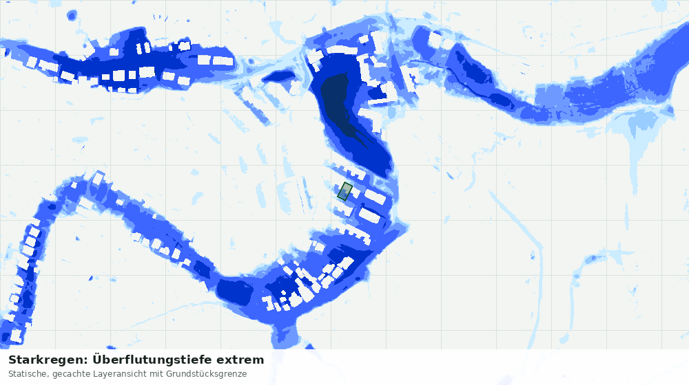 Statische Kartenansicht: Starkregen: Überflutungstiefe extrem