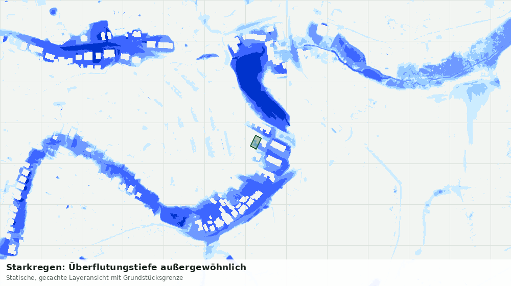 Statische Kartenansicht: Starkregen: Überflutungstiefe außergewöhnlich