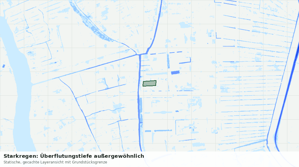 Statische Kartenansicht: Starkregen: Überflutungstiefe außergewöhnlich