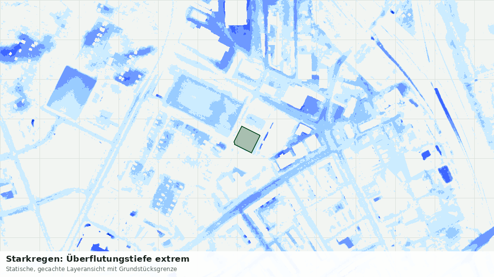 Statische Kartenansicht: Starkregen: Überflutungstiefe extrem