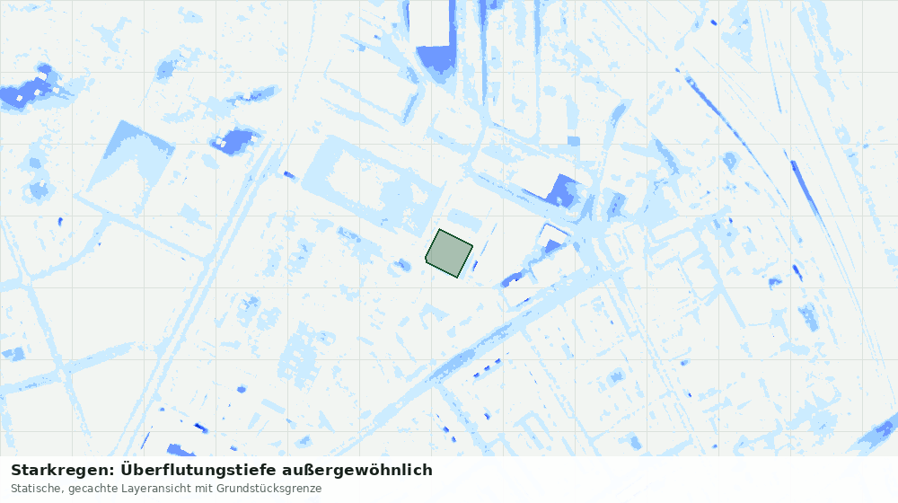 Statische Kartenansicht: Starkregen: Überflutungstiefe außergewöhnlich
