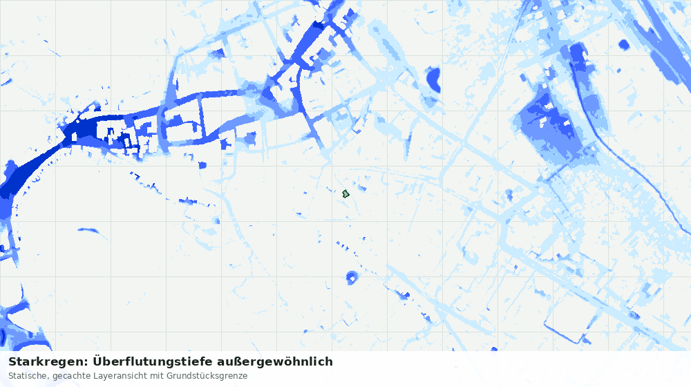 Statische Kartenansicht: Starkregen: Überflutungstiefe außergewöhnlich