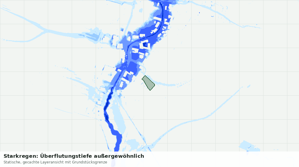 Statische Kartenansicht: Starkregen: Überflutungstiefe außergewöhnlich