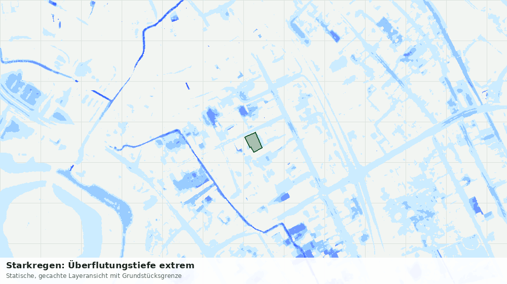Statische Kartenansicht: Starkregen: Überflutungstiefe extrem