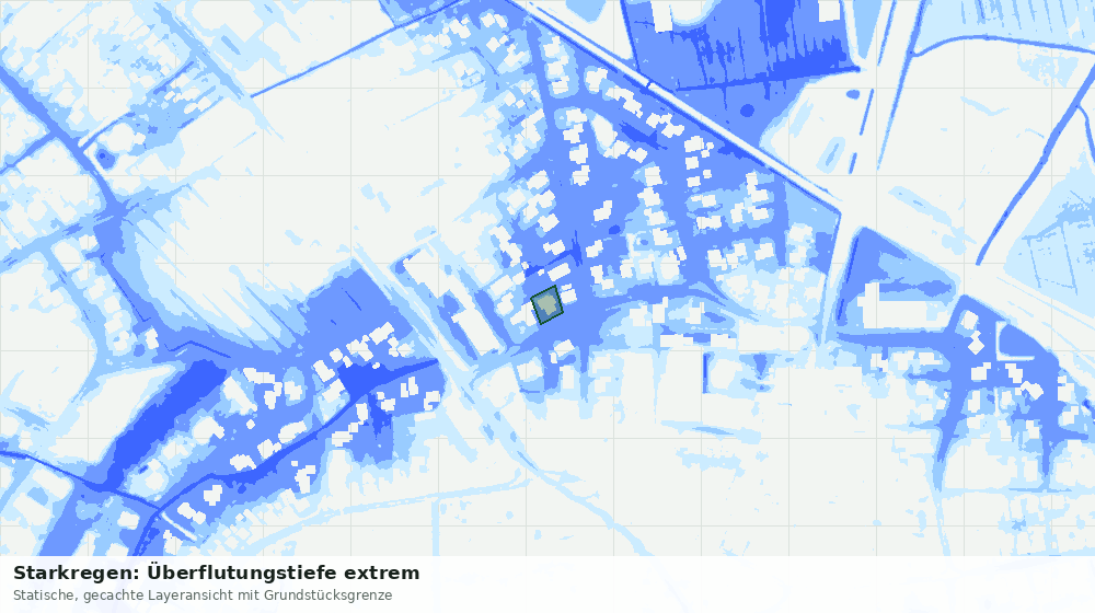 Statische Kartenansicht: Starkregen: Überflutungstiefe extrem