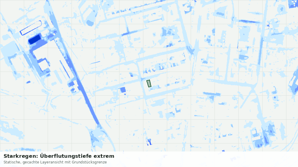Statische Kartenansicht: Starkregen: Überflutungstiefe extrem