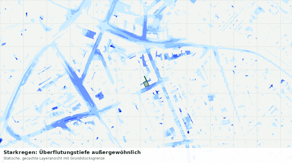 Statische Kartenansicht: Starkregen: Überflutungstiefe außergewöhnlich